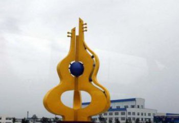 青岛中领雕塑：葫芦琵琶不锈钢雕塑