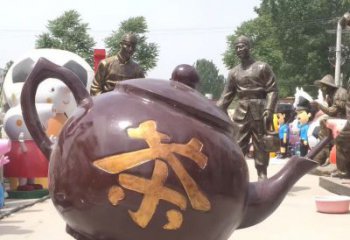 青岛高质量广场茶壶铜雕塑