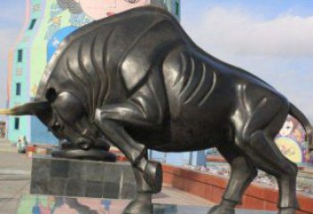 青岛广场开荒牛动物铜雕
