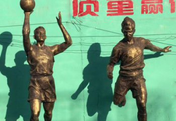 青岛广场铜雕打篮球小品人物雕塑