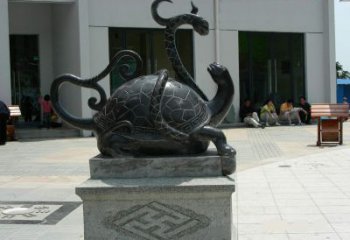 青岛龟蛇铜雕-为城市广场增添神话动物雕塑美景