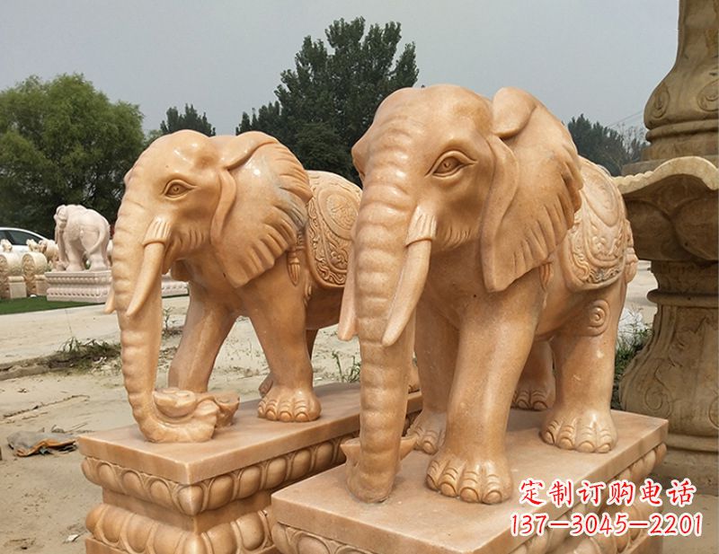 青岛复古大象石雕，营造典雅氛围