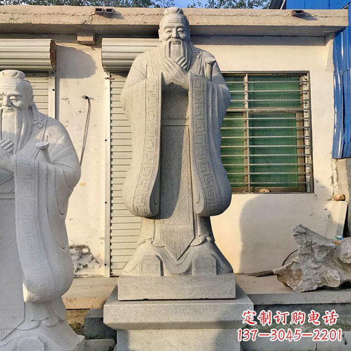 青岛用砂岩浮雕铸造大师级精美孔子雕塑