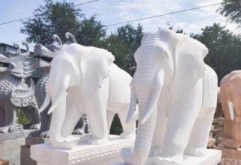 青岛汉白玉雕刻大象，缔造独特企业装饰
