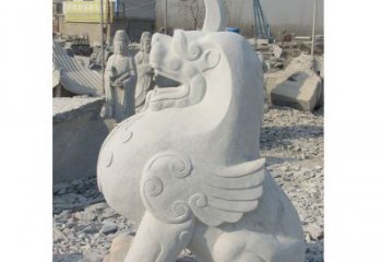 青岛汉白玉独角兽石雕，精美细腻，魅力无穷