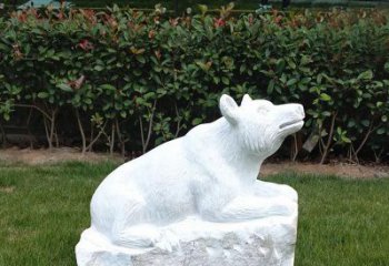 青岛唯美可爱的汉白玉小区动物熊雕塑