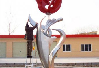 青岛户外大型不锈钢雕塑玫瑰花