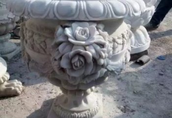 青岛花朵浮雕欧式花钵石雕