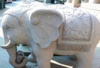 青岛花岗岩元宝大象石雕，雕刻古典且充满质感