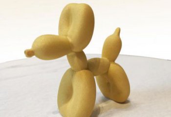 青岛黄色不锈钢雕塑狗，展现场面气势