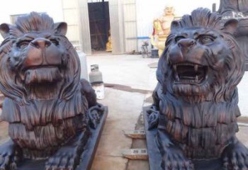 青岛汇丰银行狮子雕塑，精美雕塑展示您的财富