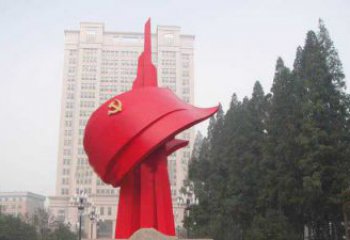 青岛不锈钢抽象党旗雕塑，象征着祖国力量