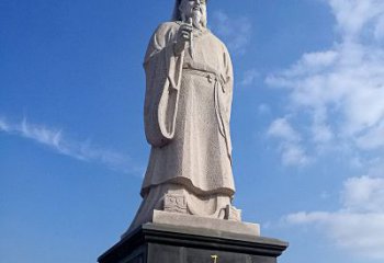 青岛精美的历史名人雕塑——王羲之砂岩石雕像