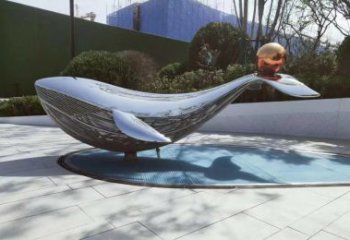 青岛中领雕塑海豚戏球镜面不锈钢雕塑