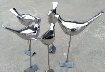 青岛全新设计，优雅帅气的不锈钢鸽子草坪雕塑