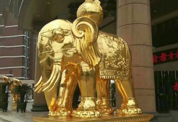 青岛鎏金大门大象铜雕，招财辟邪吉祥动物雕塑