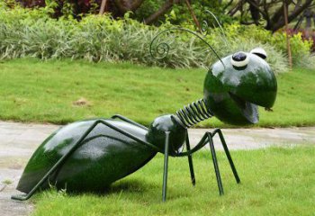 青岛绿色落尾蚂蚁不锈钢摆件雕塑：精致的小动物艺术作品