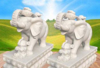 青岛中领雕塑，独特精美的大象汉白玉门口石雕
