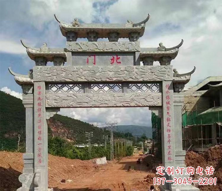 青岛石牌坊单门牌坊石雕
