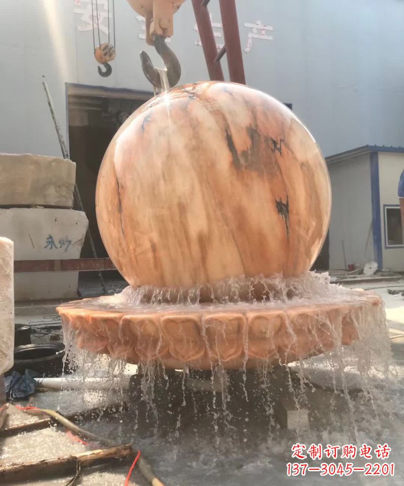 青岛时来运转风水球石雕