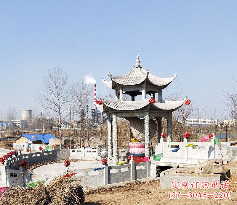 青岛双层石凉亭石雕 (2)