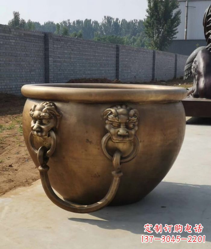 青岛寺庙铜雕水缸