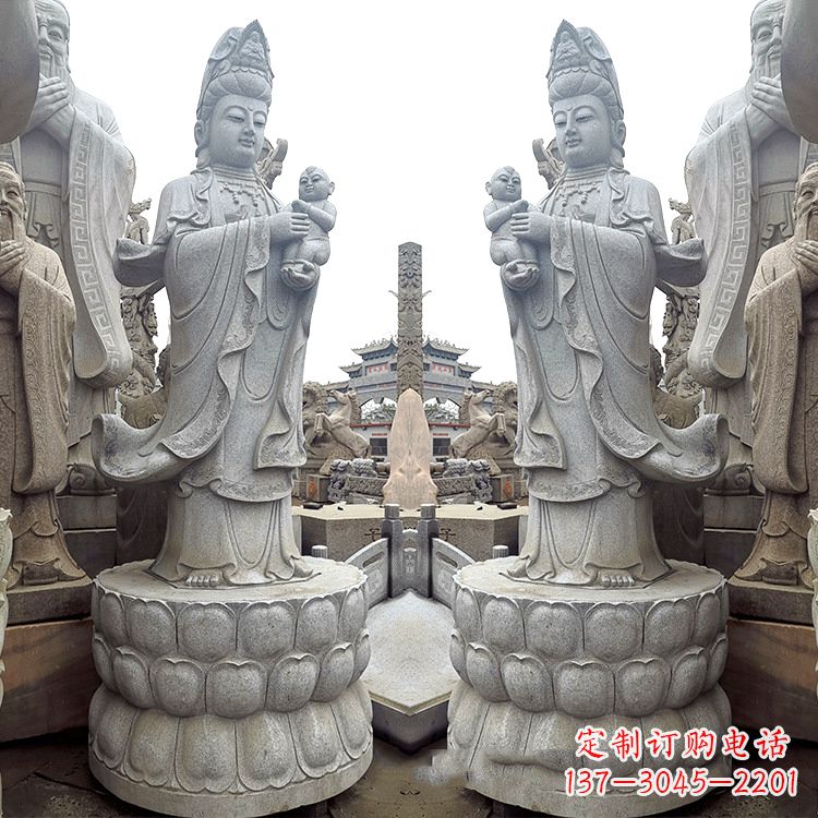 青岛送子观音青石雕塑