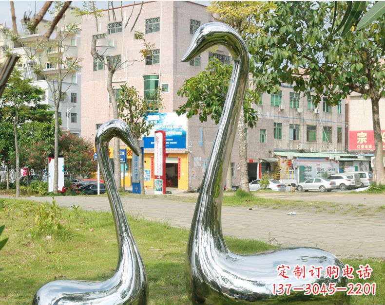 青岛天鹅抽象不锈钢雕塑112