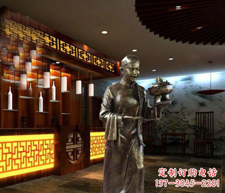 青岛铜雕店小二小品人物雕塑