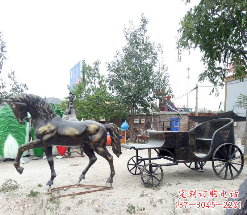 青岛铜雕古代战马景观摆件