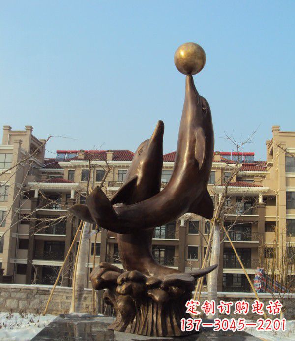青岛铜雕海豚雕塑 (2)