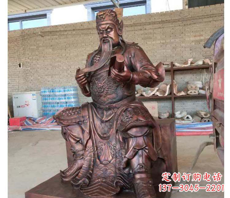 青岛铜雕镇宅关公寺庙神像雕塑摆件 (3)