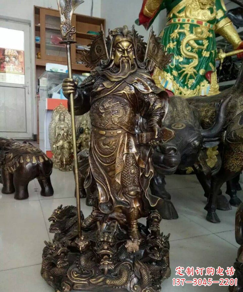 青岛铜雕镇宅关公寺庙神像雕塑摆件