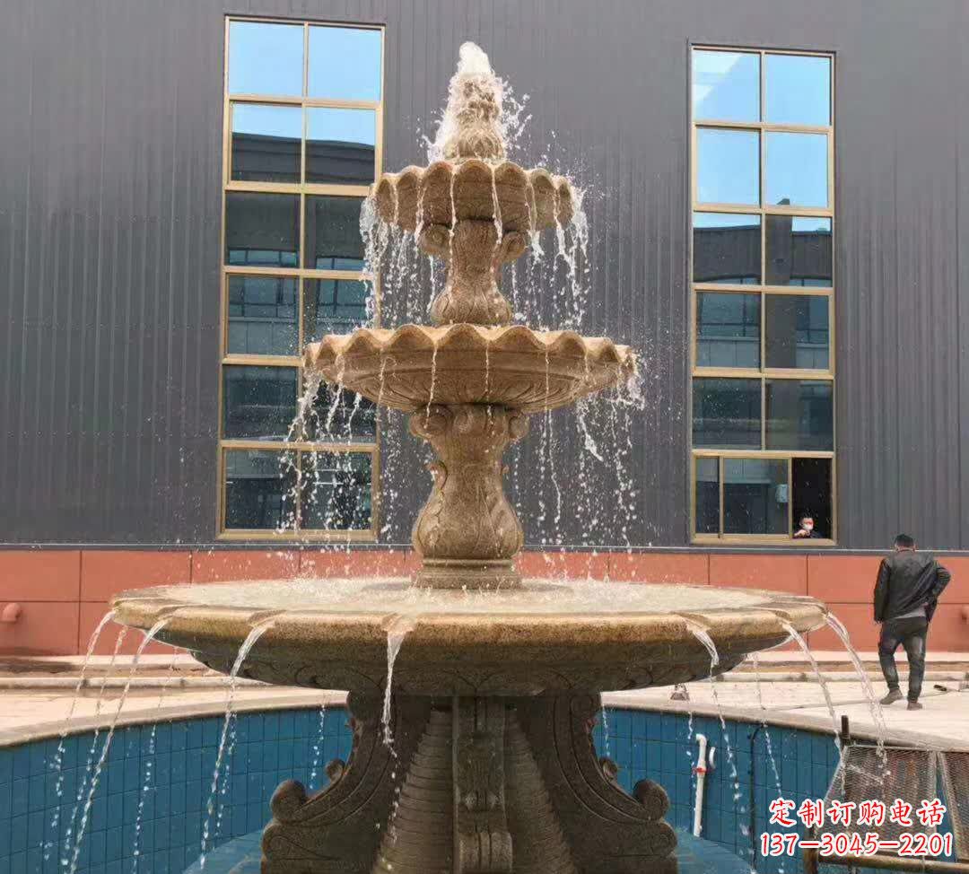 青岛晚霞红三层音乐喷泉