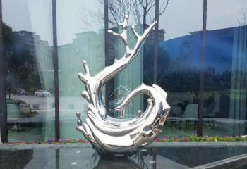青岛企业不锈钢海浪抽象雕塑