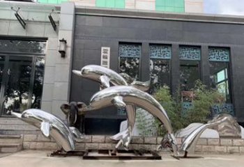 青岛高端定制不锈钢海豚雕塑