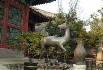 青岛神鹿寺庙铜雕动物定制