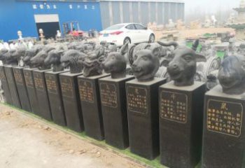 青岛中领雕塑：十二生肖头像动物石雕