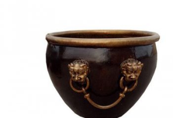 青岛铜雕圆形荷花水缸雕塑 (4)