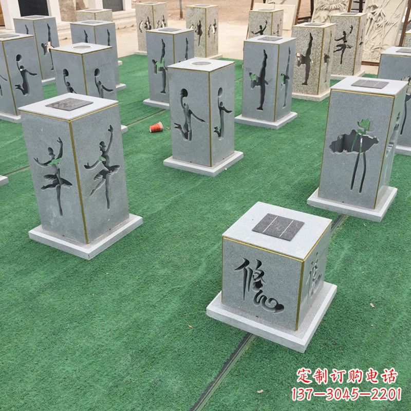 青岛现代镂花石灯