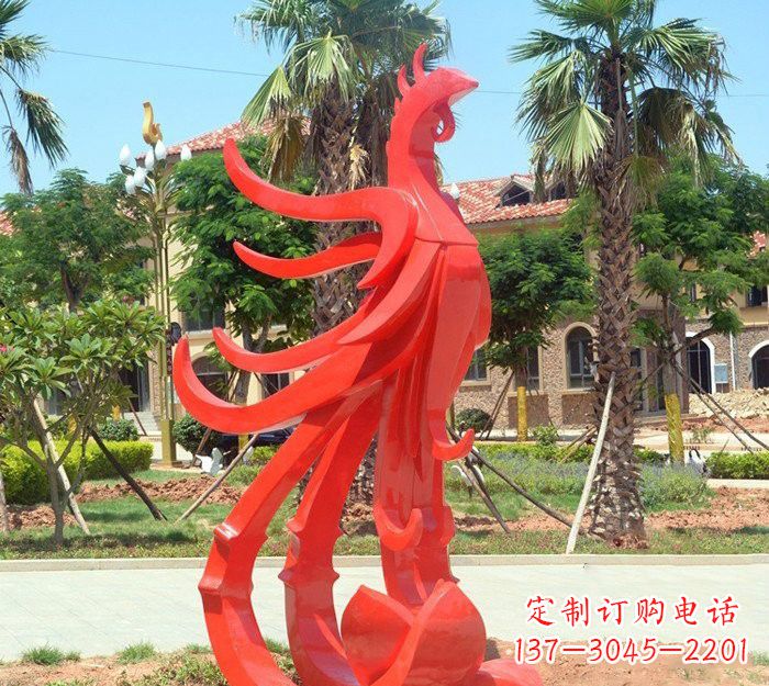 青岛小区抽象不锈钢凤凰雕塑