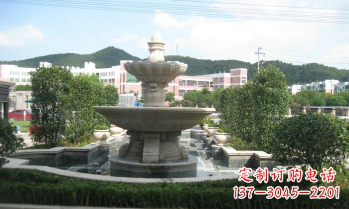 青岛小区景观大理石喷泉石雕 (2)