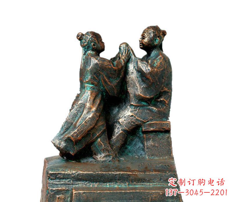 青岛校园古代孔融让梨人物铜雕