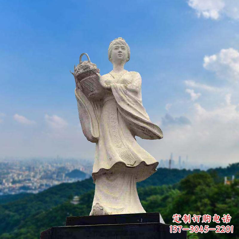 青岛虞姬景观石雕像-景区园林古代美女雕塑