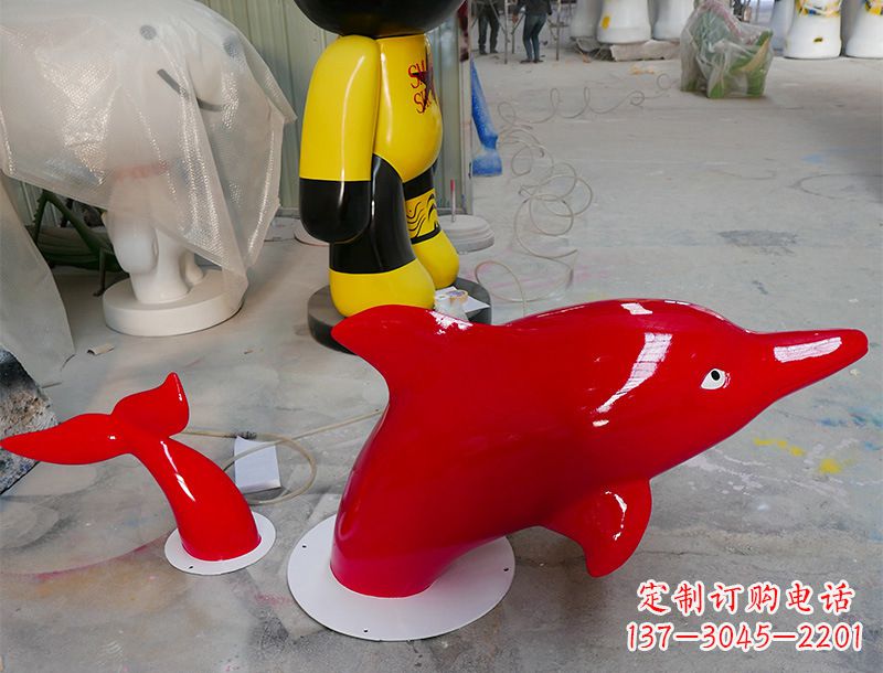 青岛园林广场创意海豚入水出水雕塑摆件