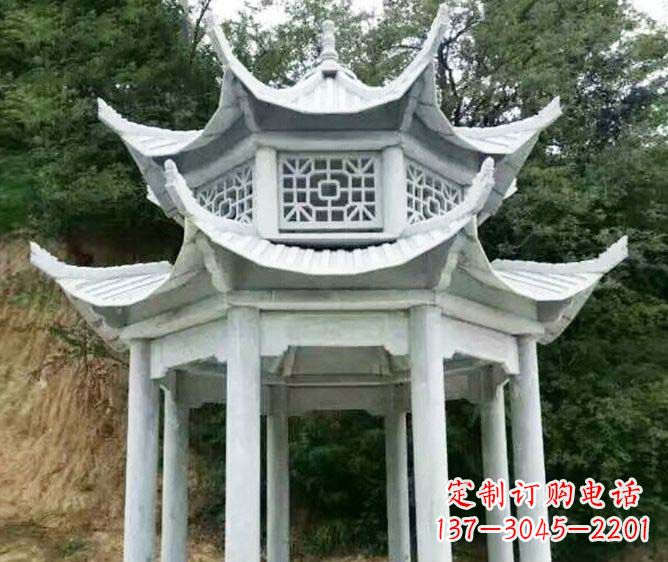 青岛园林景观多层凉亭石雕