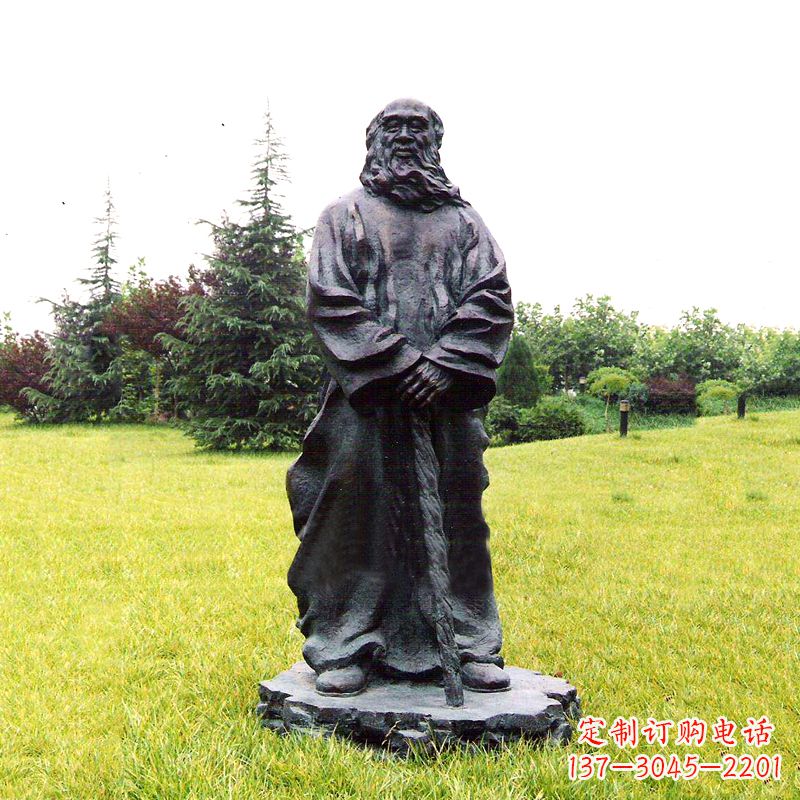 青岛张大千铜雕像-公园近代名人著名人物雕塑