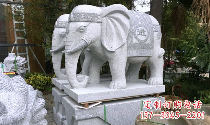 青岛招财进宝大理石门口大象雕塑