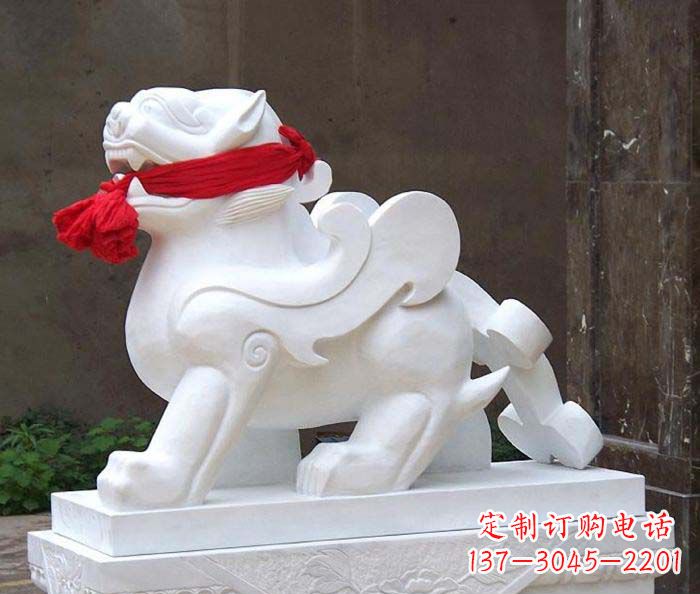 青岛招财神兽汉白玉貔貅石雕