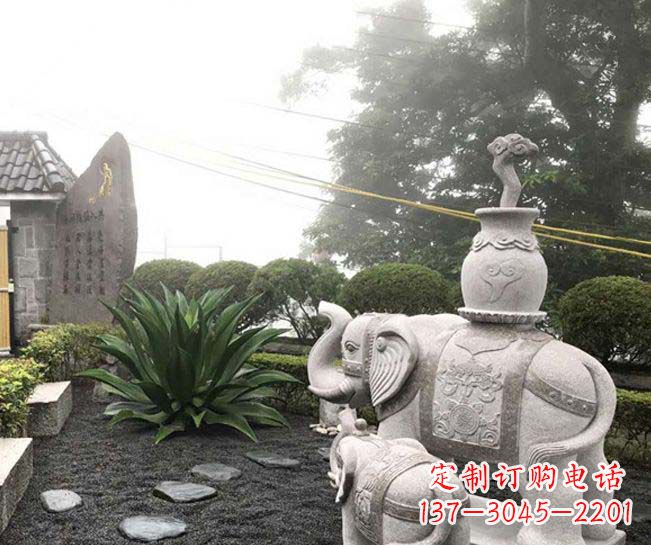 青岛招财驮宝大象石雕